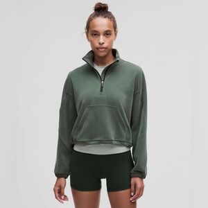 lululemon Brushed Softstreme Half Zip (Size 6) in Rainforest Green